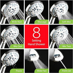 Hotel Spa AquaCare for California As-Seen-On-TV High Pressure Handheld Rain 50-mode 3-way Shower Head Combo with Adjustable Arm, Anti-clog Jets, Tub & Pet Power Wash, 6 ft. Stainless Steel Hose