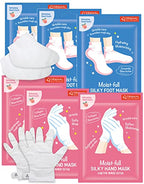 DERMAL Moistfull Silky Foot Socks & Hand Gloves Mask Combo 6 Pack - for Dry Feet and Hands - Home Spa Treatment - Dermatologist Tested, Cruelty Free, Korean Beauty