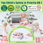 GOGOSO Ball Pit Balls for Toddler, Baby Plastic Playballs Kids Soft Pastel Pelotas Non-Toxic BPA-Free,Pink+Gold+White+red+Purple,100 Balls