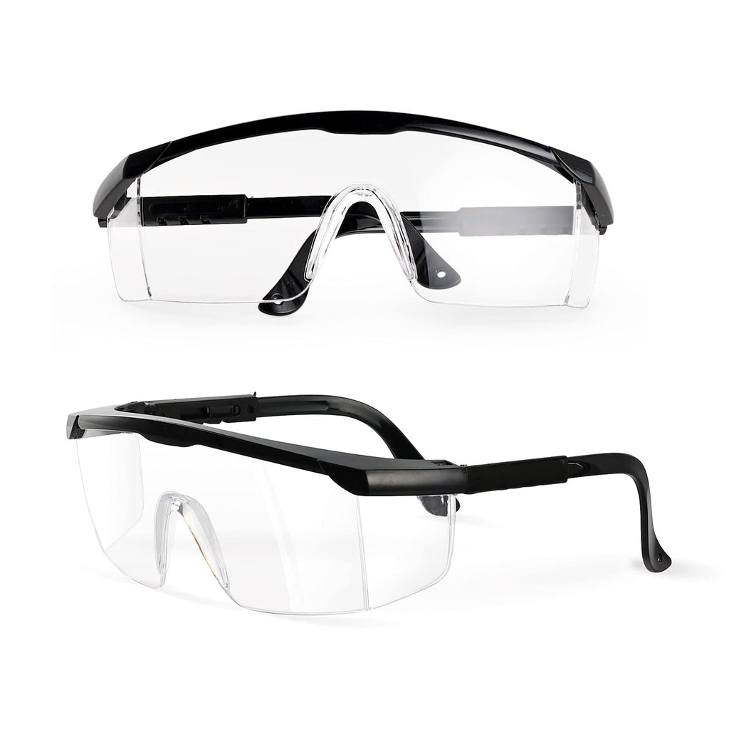PACIFIC PPE 2 Pack Safety Glasses for Men and Women, ANSI Z87 Safety Goggles with Scratch Resistant Clear Wraparound Lenses, Adjustable Lab Goggles, UV Protection Lab Glasses
