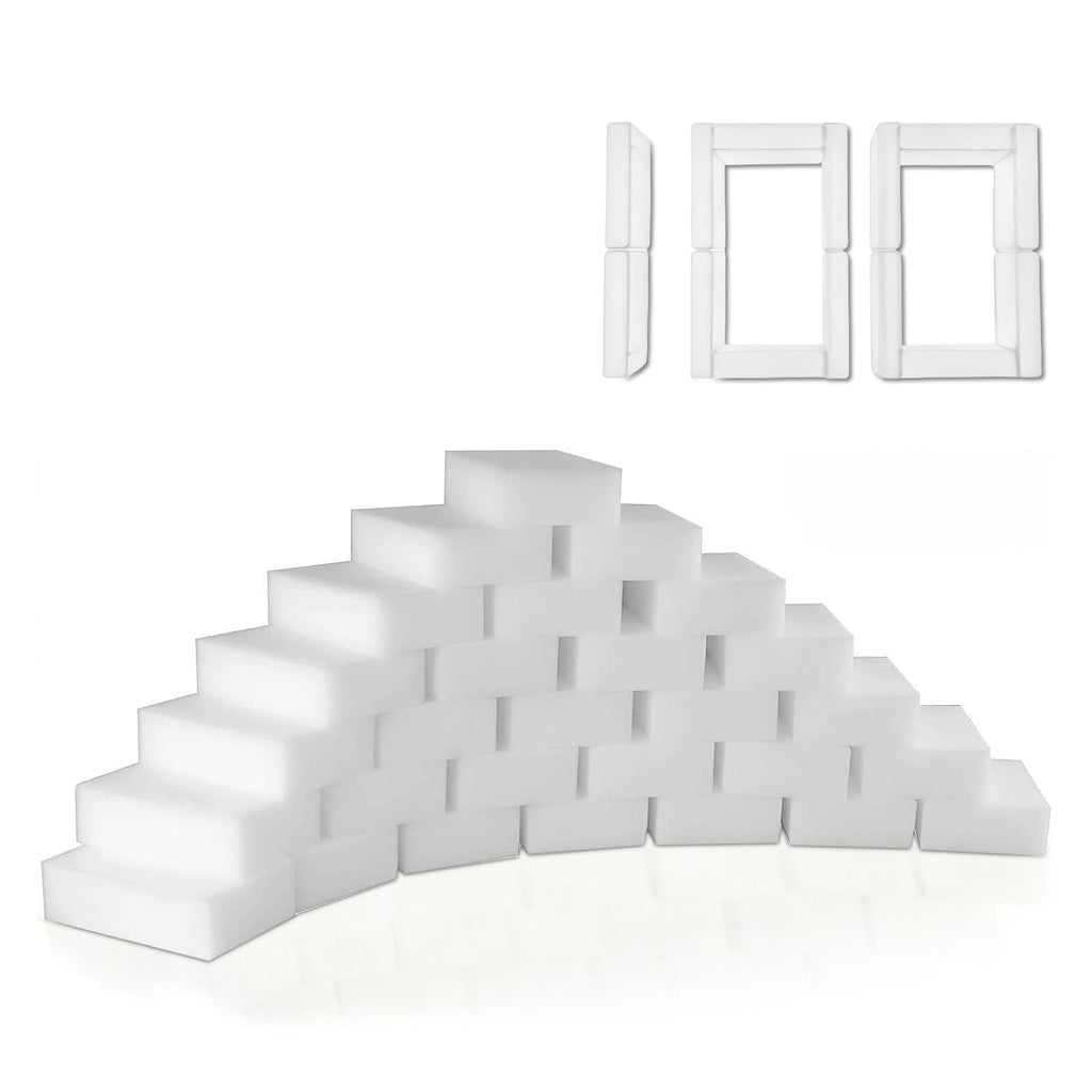 Magic Melamine Sponge Eraser, GRS Certified 100 Pack Magic Cleaning Erasers in Bulk No Scratch & Super Absorbent, Multi-Functional Melamine Foam Sponges for Bathroom Window Shoes Kitchen