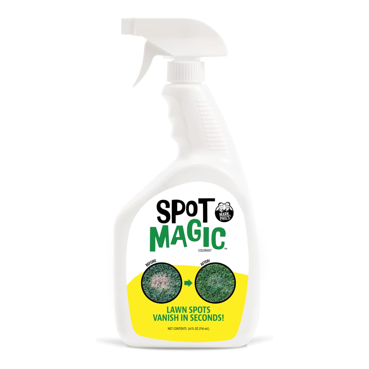 Spot Magic by Mark & Phil’s - Green Instant Lawn Grass Colorant Spray 24oz - Non-Toxic Pet & Kid Safe,- Long-Lasting Results for Concealing Brown & Pet-Damaged Grass Areas
