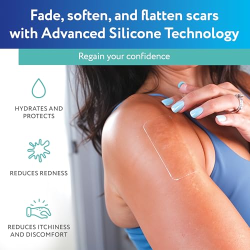 ScarAway Advanced Clear Silicone Scar Sheets, Medical Grade Silicone Strips (1.5" x 3") Scar Treatment and Prevention for Surgical, Burn, Body, Hypertrophic & Keloid Scar Treatment, 10 Clear Sheets