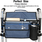 Wheelchair Storage Bag, Double-Sided Armrest Pouch with Cup Holder and Reflective Strip, for Wheelchairs and Walkers (Blue)