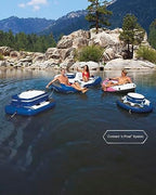 INTEX 58824EP River Run 1 Inflatable Floating Lounge: Comfortable Backrest – Built-in Cup Holders – Durable Grab Handles – All Around Grab Rope – 220lb Weight Capacity – Pink