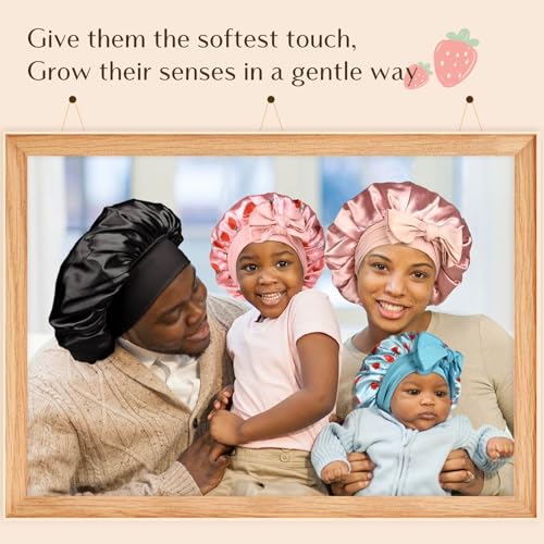 YANIBEST 2 PCS Toddler Bonnet Silk Satin Bonnet for Kids Sleeping Cap Curly Natural Hair Kids Bonnets for Girls Boys