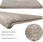 PURE ERA Carpet Stair Treads Ultra Plush 9.5" X 30"Soft Bullnose Indoor Stair Protectors Pet-Friendly Non-Slip Skid Resistant Tape Free Washable Reusable(14 Pieces, Cream Gray)