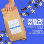 Sarasota Coffee Whole Bean French Vanilla | Medium Roast Gourmet Flavored Coffee Beans | Low Acid, Mold Free, Specialty Grade Bulk Coffee Beans | 5lb (80 oz)