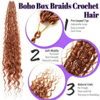 Boho Goddess Box Braids Crochet Hair for Black Women-8 Packs 24 Inch Pre Looped Crochet Braids Curly Ends (30#, 24 Inch (Pack of 8))