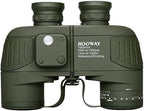 Hooway 7x50 Waterproof Floating Marine Binocular w/Internal Rangefinder & Compass for Navigation,Boating,Bird Watching and More(Army Green