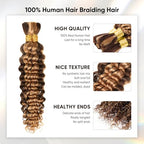 Human Braiding Hair 16 Inch 100g Ombre Highlight Deep Wave Bulk Human Hair for Braids No Weft Curly Bundles Human Hair Extensions for Boho Knotless Braids Wet and Wavy Braiding Hair (4/27)