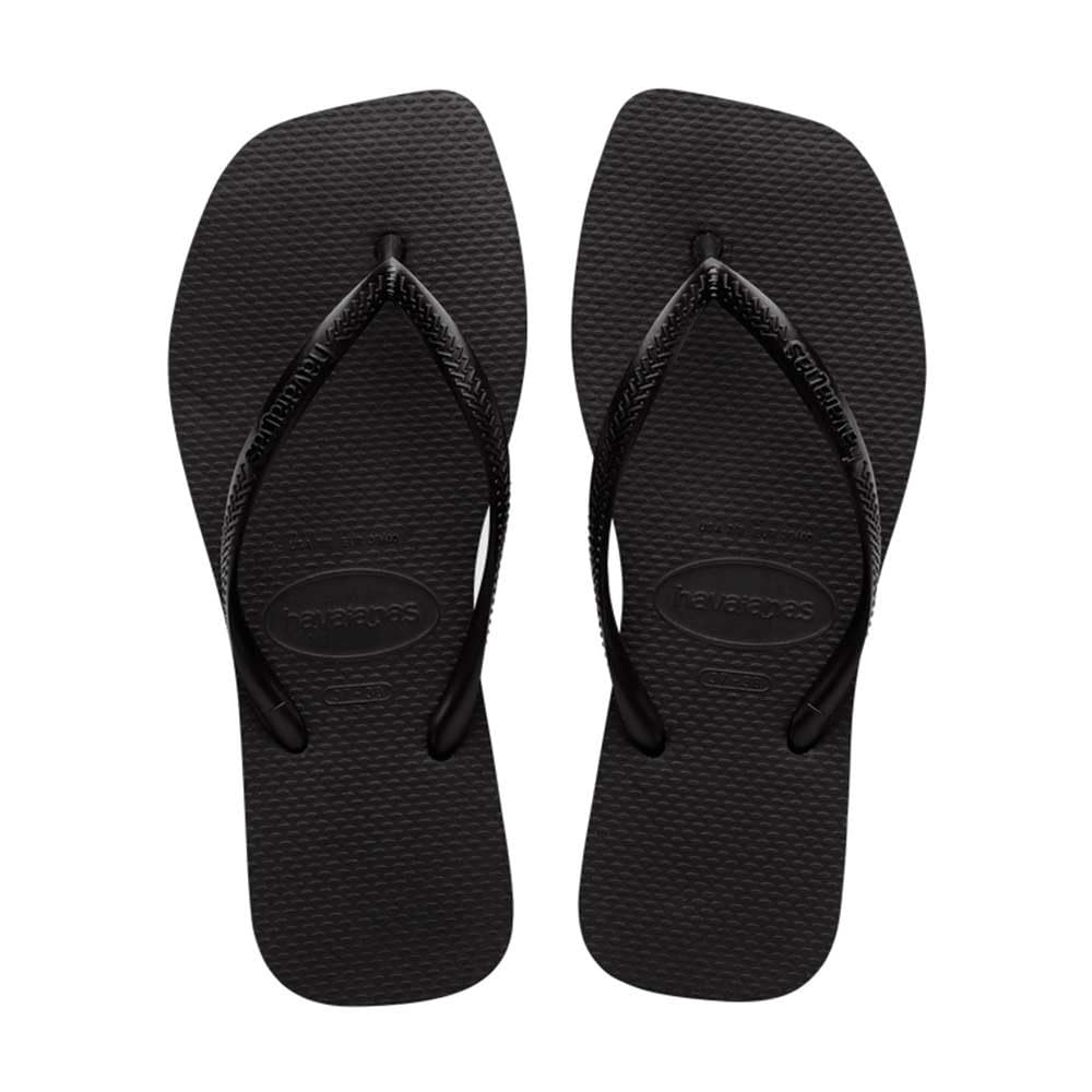 Havaianas Women's Slim Square Solid Flip Flops, Black, 7-8 Medium US