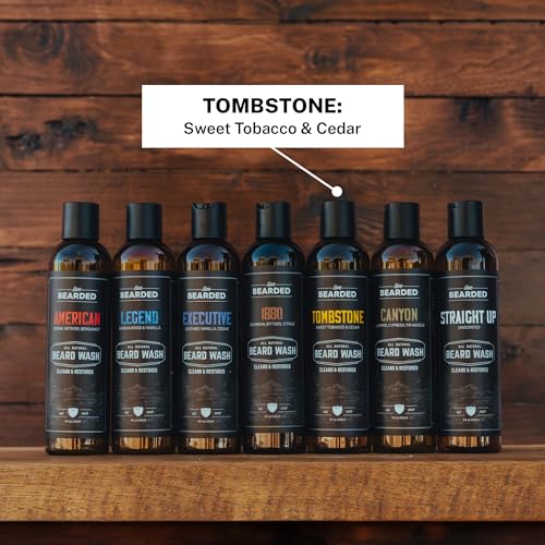 Live Bearded Beard Wash, 8 fl oz - Water-Based Face Cleanser with All-Natural Ingredients for a Gentle, Deep Clean - Made in the USA | Tombstone Scent - Sweet Tobacco, Cedar