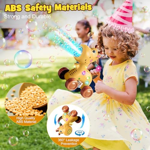 Automatic Bubble Machine Toddler Toys: Giraffe Bubble Lawn Mover Outdoor Toy for 1 2 3 4 5 Year Old Boy Girl - Push or Handheld Bubble Maker Blower for Age 1-3 Kids Birthday Gifts