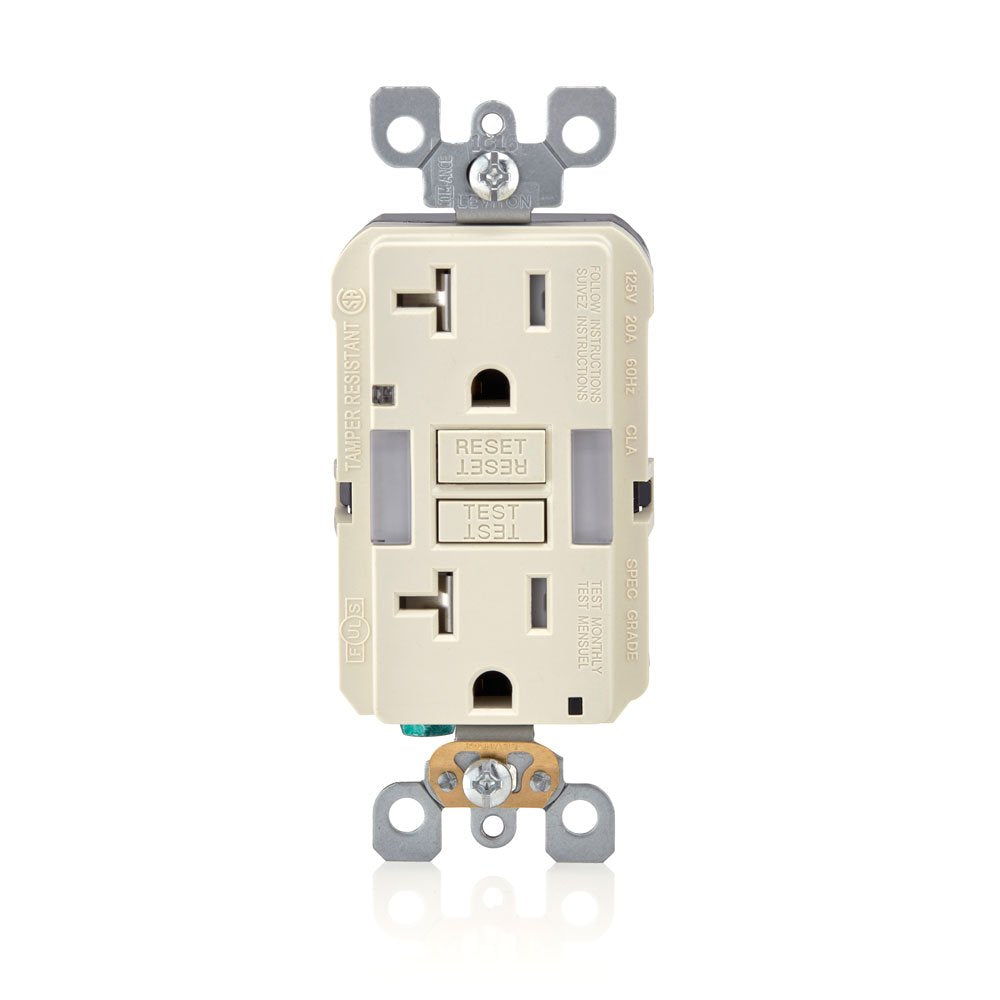 Leviton GFCI Outlet with Guidelight, 20 Amp, Self Test, Tamper-Resistant with LED Indicator Light, Replaces Plugged in Night Light, GFNL2-T, Light Almond
