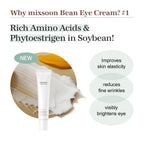 mixsoon Bean Eye cream - Nourishing and Firming for Dark Circles, Puffiness, Fermented Bean and Peptide Complex Niacinamide 20ml / 0.67 fl.oz. Korean Glass Skin Care