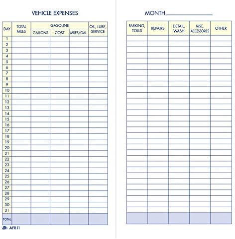 Adams Vehicle Expense Journal, , 3.25 x 6.25 Inches, White (AFR11)