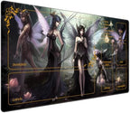 for MTG Playmat with Zones 24 x 14 inches for TCG Playmats Non-Slip Rubber Base Commander Play Mat for Card Play mat Iorcana Trading Card Game, Seven Dark Fairy Dark Witch