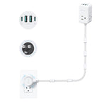 TROND Electrical Outlet Extender 360° Rotating Plug with 20W USB C, 36in Short Extension Cord, Wall Plug Adapter with 3 AC Outlets, Access Hard-to-Reach Outlets Use Behind Couches, Desk, White