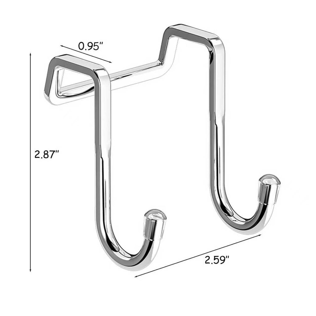 PRINKROOMY Over The Door Hooks, Stainless Steel Double Hooks, No Drill Cabinet Hooks for Kitchen Cabinet, Bathroom, Wardrobe, Office, Dormitory (6pcs)