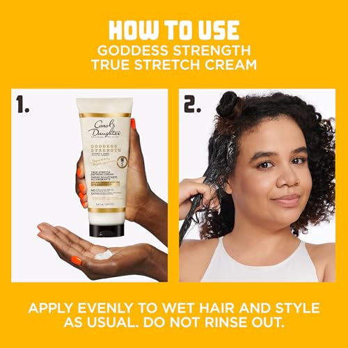 Carol's Daughter Goddess Strength True Stretch Defining Hair Cream For Wavy, Coily and Curly Hair, Curl Defining Cream with Castor Oil for Weak Hair, 6.8 Fl Oz
