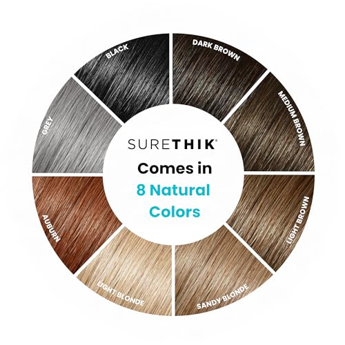 SURETHIK Hair Fibers, 15g (Black), Fills Thinning Hair for Visibly Fuller Look, Conceals Bald Spots, Natural Look, For Men & Women