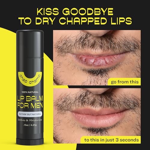 Lip Balm for Men - All Natural Mens Chapstick - Mens Lip Balm - Contains Vitamin E and Beeswax - Chapstick for Men - Peppermint, Coconut & Vanilla Lip Balm - Lip Balm Men (6 pack)