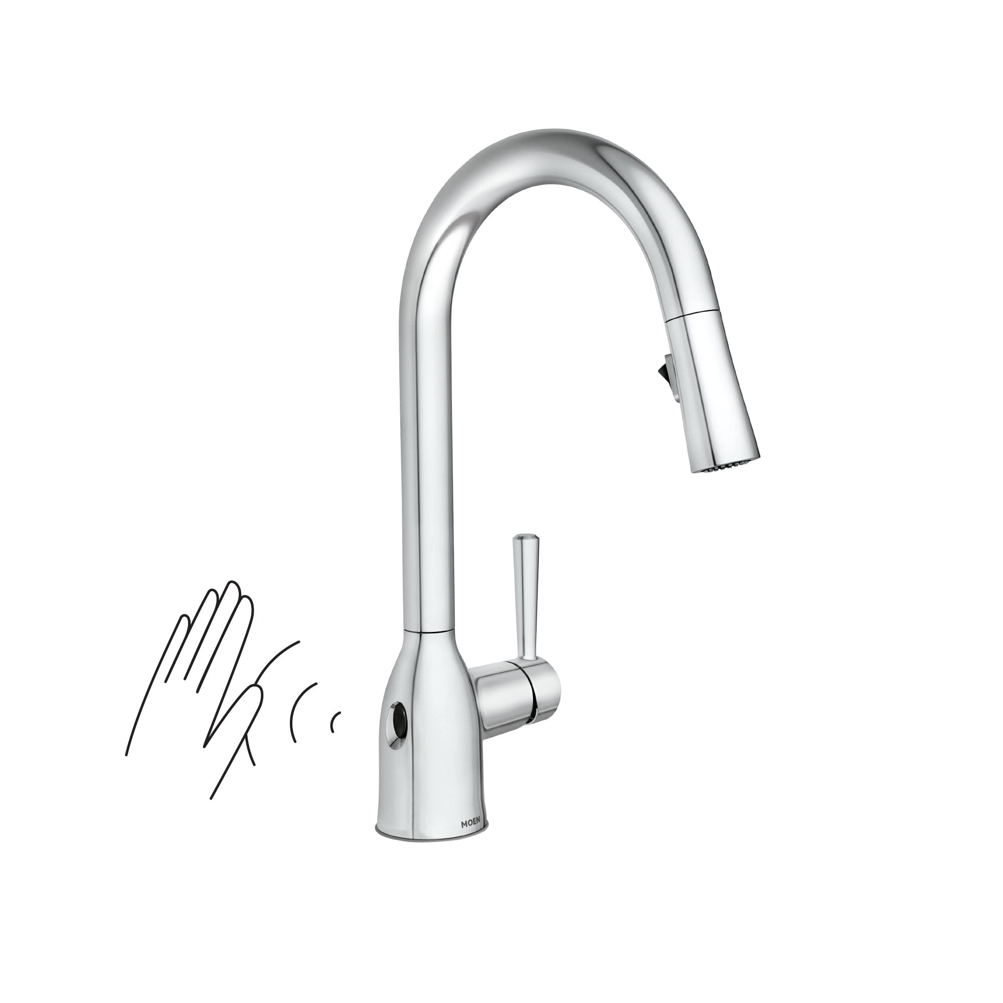 Moen Adler Chrome Motionsense Wave Sensor Touchless One Handle Pulldown Kitchen Faucet Featuring Power Clean, 87233EWC