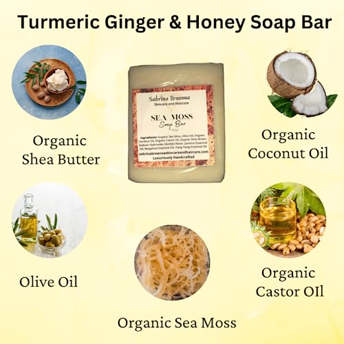 Sea Moss Soap 2 bars| Handmade| For All Skin Types Acne, Eczema, Psoriasis | Shea Butter, All Natural, Body and Face, Dr. Sebi Inspired, Vegan, Gluten Free, Men & Women, Moisturizing, Essential Oils