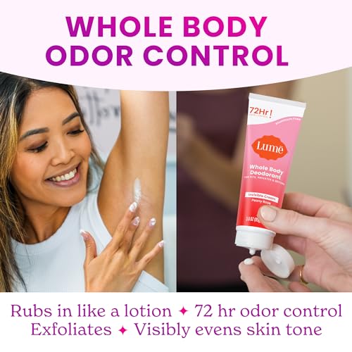 Lume Whole Body Deodorant - Invisible Cream and Solid - 72 Hour Odor Control - Aluminum Free, Baking Soda Free, Skin Safe - 3.0 Ounce Cream and 2.6 Ounce Solid Bundle (Peony Rose)