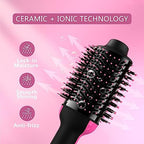 Dual Voltage Hair Dryer Brush with European Plug, Blow Dryer Brush for European Travel, 110V-120V/220V-240V Hot Air Brush and Styler Volumizer with Negative Ion Anti-frizz