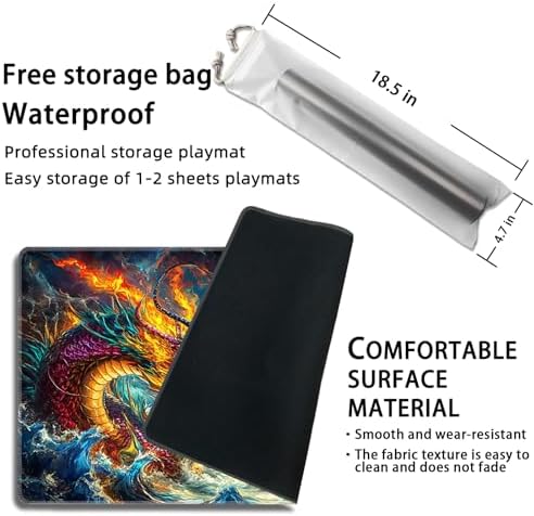 MTG Playmat Magic Card Playmat Game Mat,TCG & CCG Card Games Mat with Free Storage Bags Size 24 x 14 Inches (No with Zones,Fight)