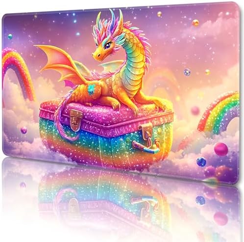 MTG Playmat Magic Card Playmat Game Mat,TCG & CCG Card Games Mat with Free Storage Bags Size 24 x 14 Inches (No with Zones,Dragon3)