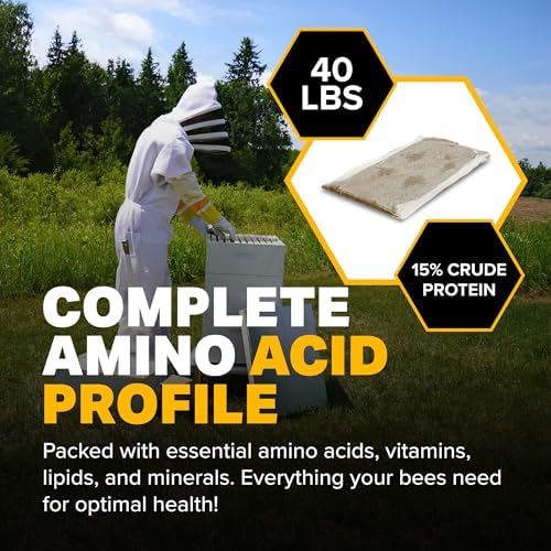 Mann Lake Ultra Bee Pollen Substitute Patties, High Protein, Boosts Brood, Healthy Colony, Beekeeper Essential, Free from Animal by-Products, Rich in Vitamins & Amino Acids, 40 Lbs