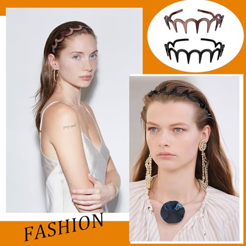 6Pcs Zig Zag Shark Tooth Headbands Comb Zigzag Plastic Hoop U Shaped Shark Tooth Hair Bands Wavy teeth Hair Hoop for Women Girls Hair Accessory Styling（6 Color）