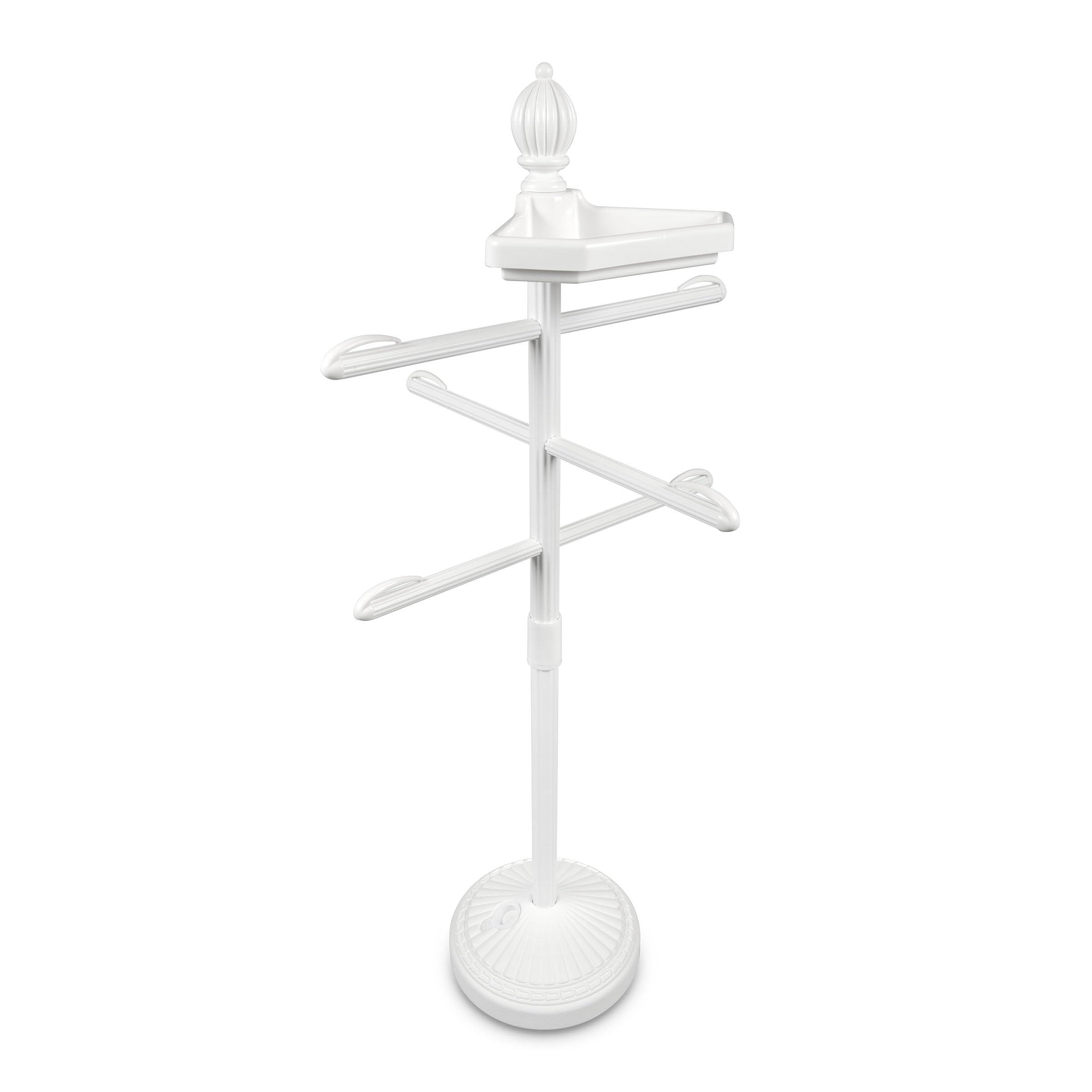O2COOL Pool & Spa Valet, Adjustable Pool & Patio Towel Holder with Weighted Base, Outdoor Towel Bar, Poolside Table, White