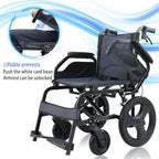 Lightweight Wheelchair Aluminum Alloy with Handbrakes, Silla de Ruedas for Adults, Durable Square Tube and Flip Up Armrest