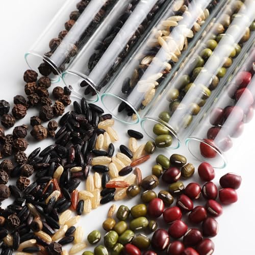 Thyle Glass Test Tubes with Cork Clear Stoppers Round Bottom Lab Test Alcohol Tampons Glass Tubes Container Vials for Plants Scientific Experiments Candy Storage Party Favors (50pcs,15 * 100mm/13ml)