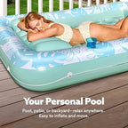 SLOOSH Inflatable Tanning Pool Lounger Float, 70" x 46" Pool Floats Adult with Pillow, 4 in 1 Suntan Tub Raft Floatie,Sunbathing Bed Lounge for Water Blow Up Kids Ball Pit Party Gifts, L-Cyan White