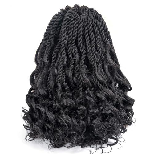 ToyoTress Boho Island Twist Crochet Hair - 12 Inch 8 Packs Short Bob Natural Black Boho Havana Twist Crochet Braids Synthetic Braiding Hair (12 Inch,8P-1B)