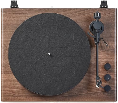 Crosley CR6046A-WAGL Stave 2-Speed Bluetooth Record Player Turntable with Built-in Speakers, Walnut