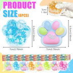 Taba Squishies Paw, 8Pcs Cat Paw Squeeze Toys, Sticky Stress Toys, Cute Kawaii Sensory Toys, Clear Fidget Toys for Stress Relief, Novelty Cute Things Party Favors for Kids Adults