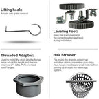 Neodrain 24-Inch Linear Shower Drain with Quadrato Pattern Grate,Brushed 304 Stainless Steel Rectangle Shower Floor Drain,Linear Drain with Leveling Feet,Hair Strainer