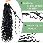 Goddess Box Braids Crochet Hair 12 Inch 8 Packs Pre-looped Bohemian Crochet Boho Box Braids With Curly Ends 3X Crochet Braids for Women Synthetic Braiding Hair (12 inch, #1B)