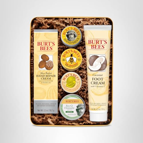 Burt's Bees Gifts Ideas - Classics Set, 6 Products in Giftable Tin – Cuticle Cream, Hand Salve, Lip Balm, Res-Q Ointment, Hand Repair and Foot Cream