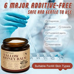 Beef Tallow for Skin,Beef Tallow for Face,Beef Tallow and Honey Balm,Grass Fed Whipped Tallow Honey Balm,Natural Moisturizer Hydrates,Deeply Nourishes the Skin, Enhances Natural Radiance