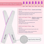 50Pcs Nail File Set, Emery Board Nail Files 100/180 Grit for Poly Nail Extension Gel and Acrylic Nails Nail File for Natural Nails Nail Filers Manicure Tool