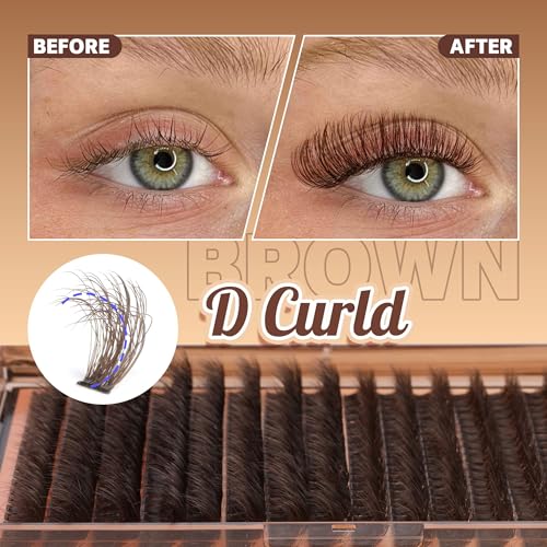 Brown Lash Clusters 320 Pcs Lash Extension Kit Fluffy DIY Eyelash Extensions Kit Natural Look Cluster Lashes D Curl 8-16 MM Mixed Lash Bond and Seal Lash Tweezers for Lash Clusters Kit DIY at Home