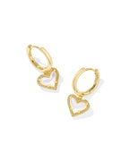 Kendra Scott Ari Heart Huggie Earring in Ivory Mother Of Pearl, 14k Gold-Plated Brass, Fashion Jewelry for Women