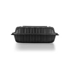 KARAT EARTH Clamshell Take Out Food Containers [8"x8" - 200 ct] To Go Containers | 3 Compartment, Soak-Resistant, Durable, Stackable | Vented for Hot/Cold Foods, Black